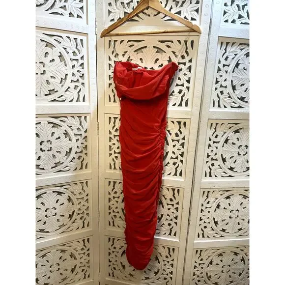 House of CB Valentina Scarlet Asymmetric Cutout Midi Dress Size XS - Picture 4 of 9